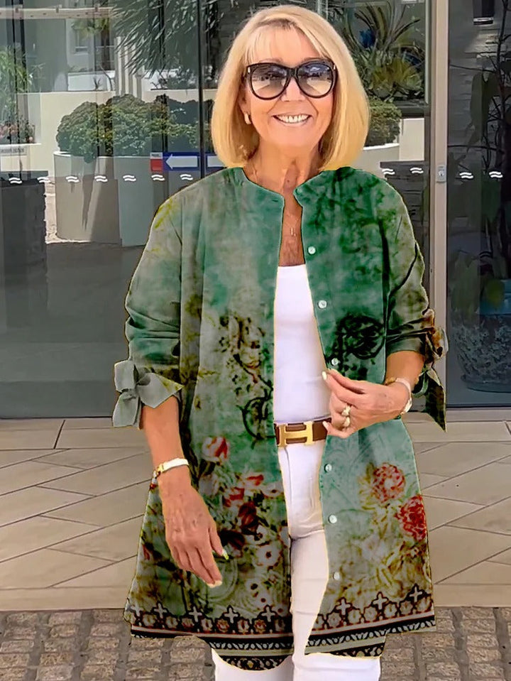 Florabel – Printed Cotton Jacket with Bow Sleeves