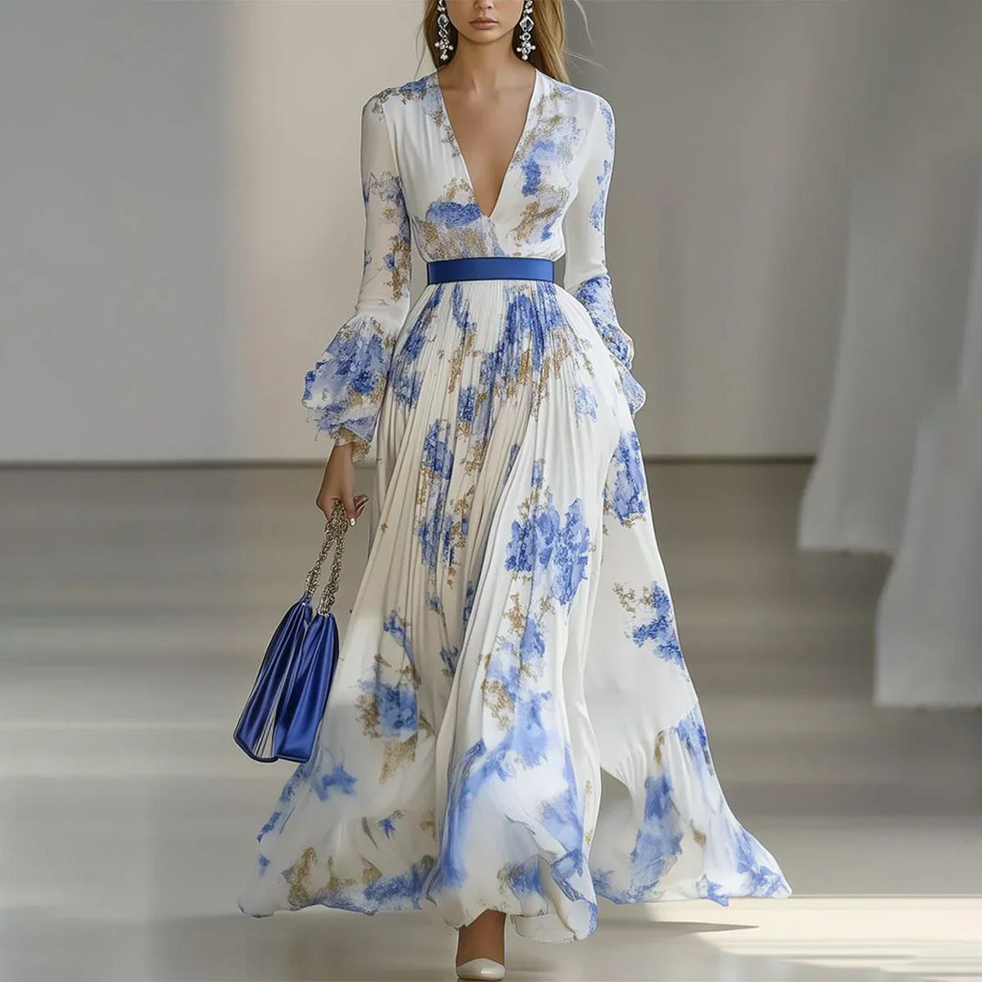 Harper™ | Dazzling White Floral Print Maxi Dress