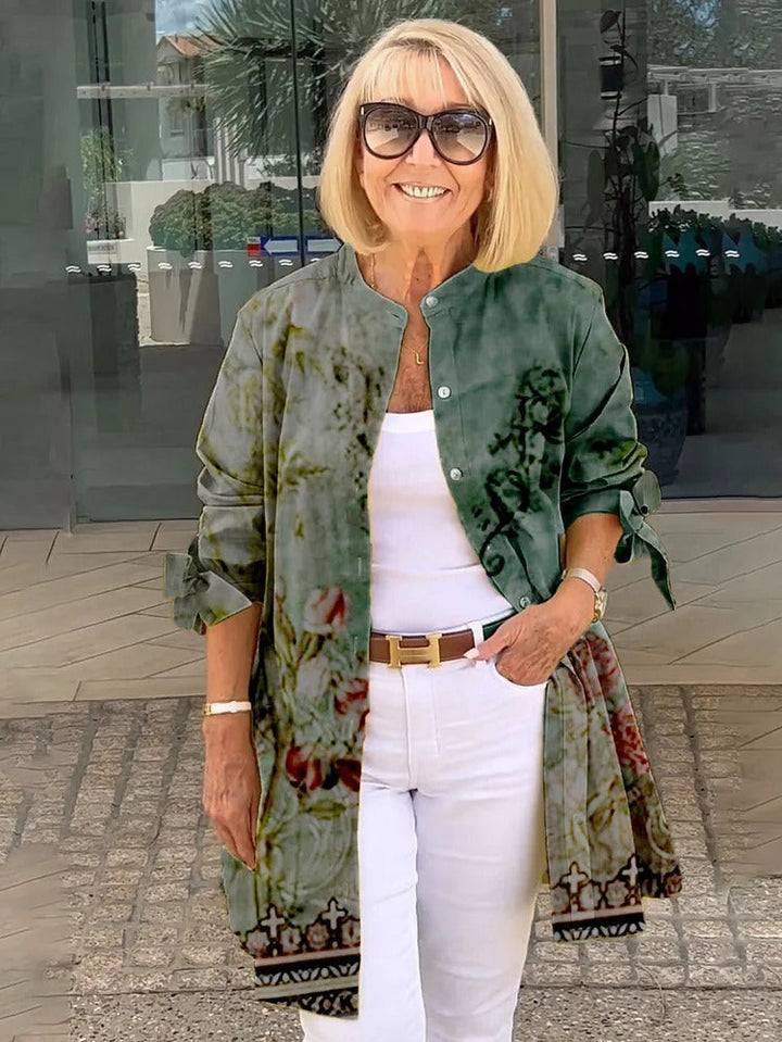 Florabel – Printed Cotton Jacket with Bow Sleeves