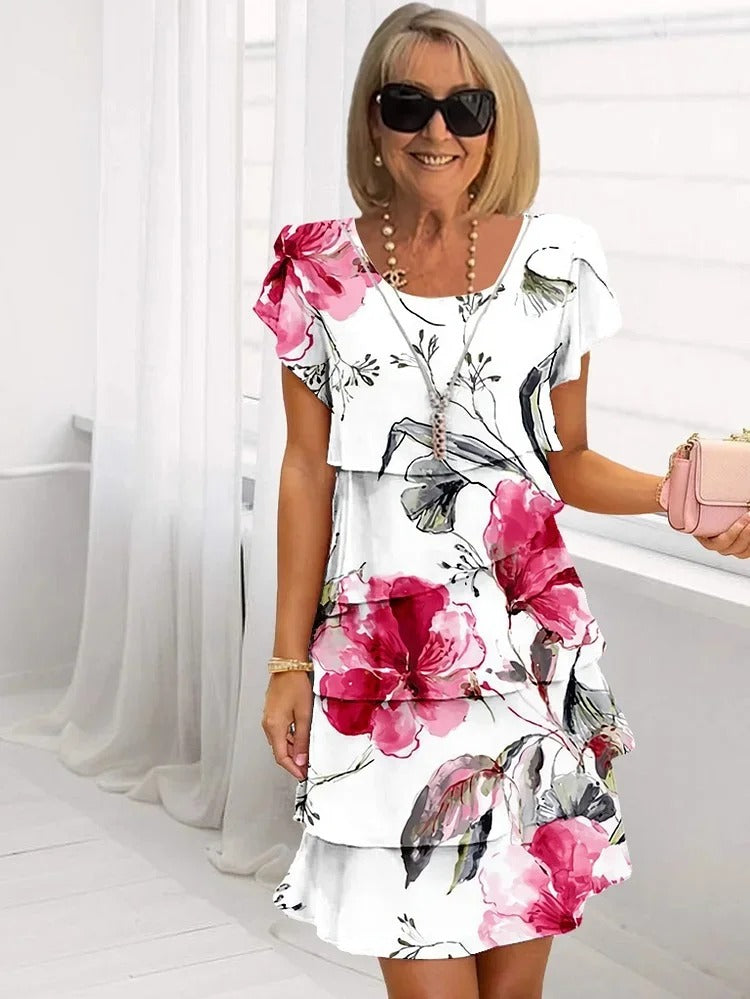 Jasara – Boho Floral Maxi Dress with Cascade Detail
