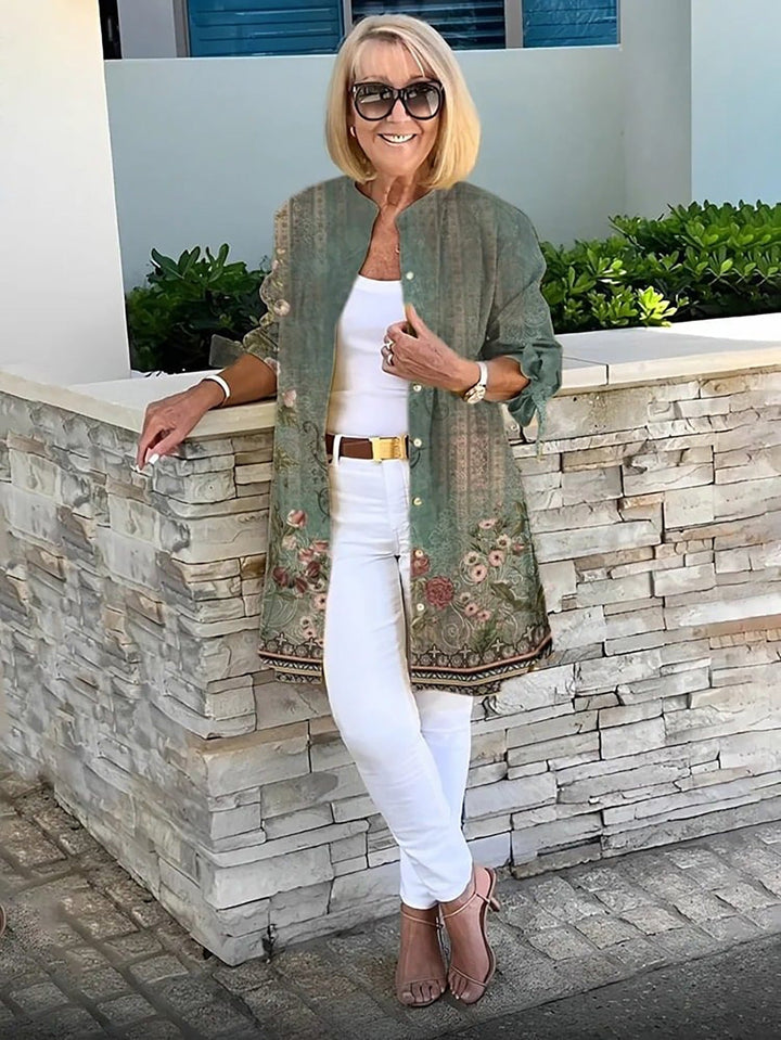 Florabel – Printed Cotton Jacket with Bow Sleeves