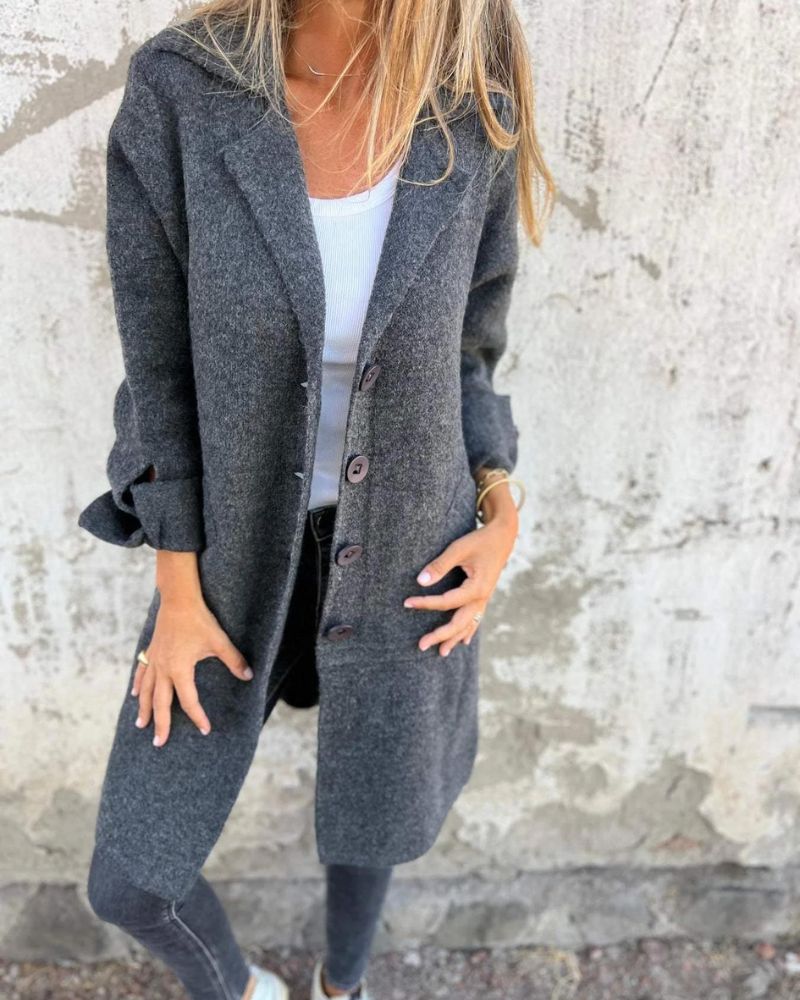 MAILA - Long Casual Coat with Lapels