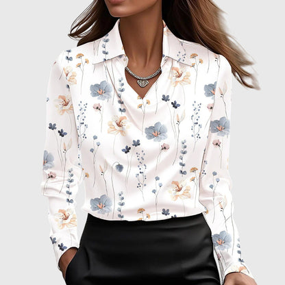 Brooklyn | Women's Pleated-Neckline Blouse with Flowing Draped Fit