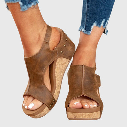 Adela | Women's Orthopedic Wedge Sandals with Adjustable Buckle and Cushioned Insole