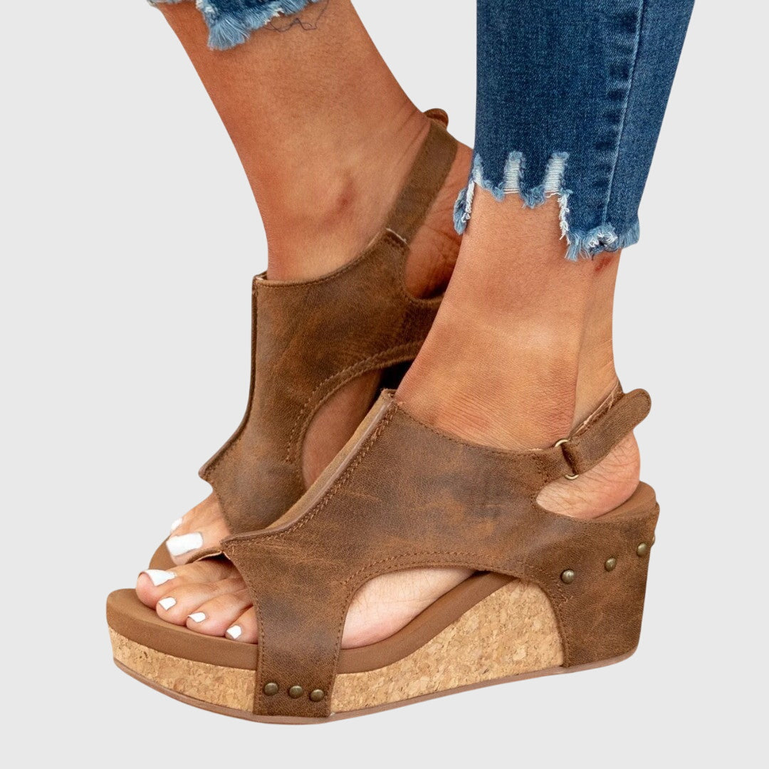 Adela | Women's Orthopedic Wedge Sandals with Adjustable Buckle and Cushioned Insole