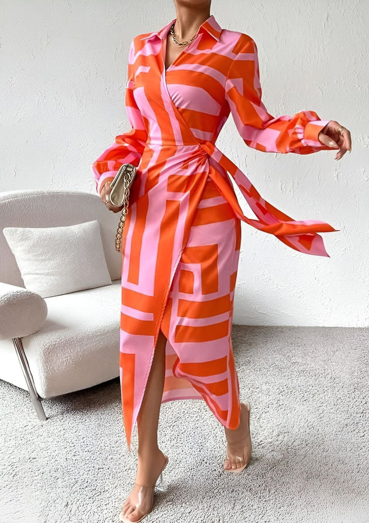 Darcy – Printed Waist-Cinching Shirt Dress
