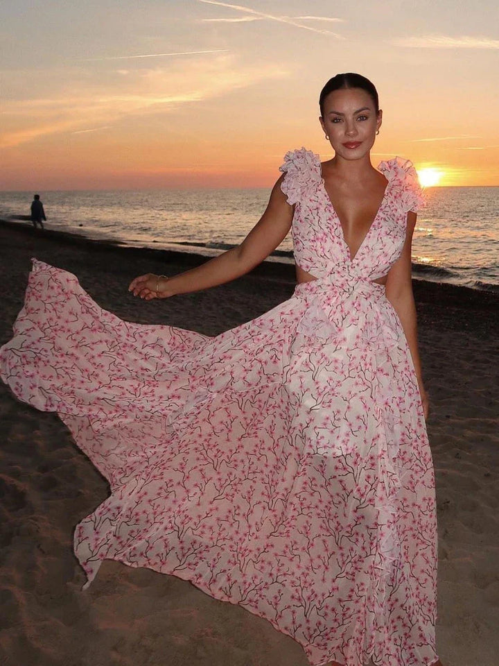 Aurora | Stunning Backless Ruffle Maxi Dress