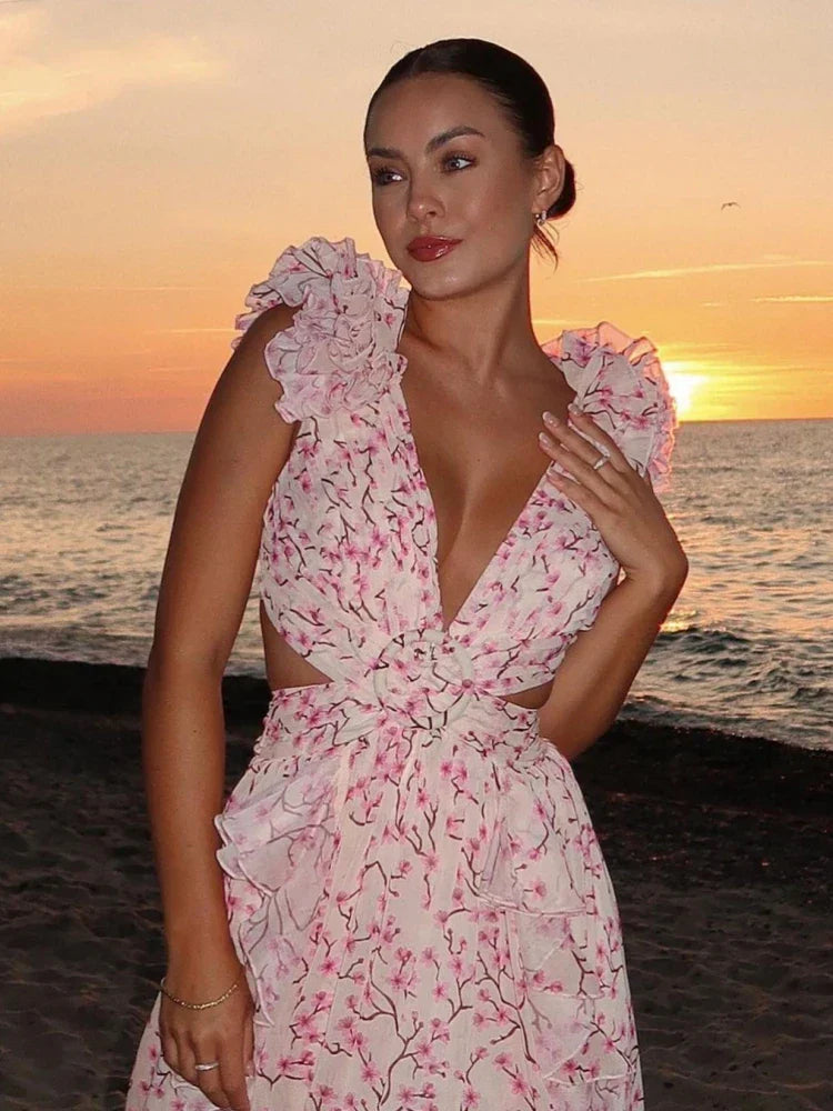 Aurora | Stunning Backless Ruffle Maxi Dress
