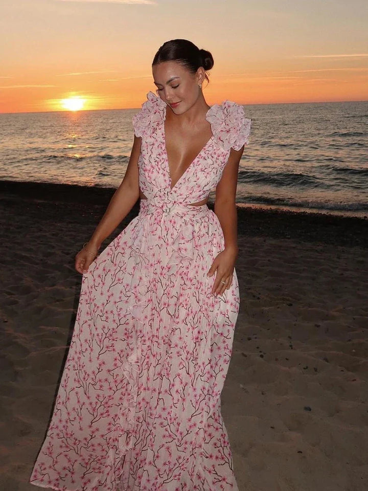 Aurora | Stunning Backless Ruffle Maxi Dress