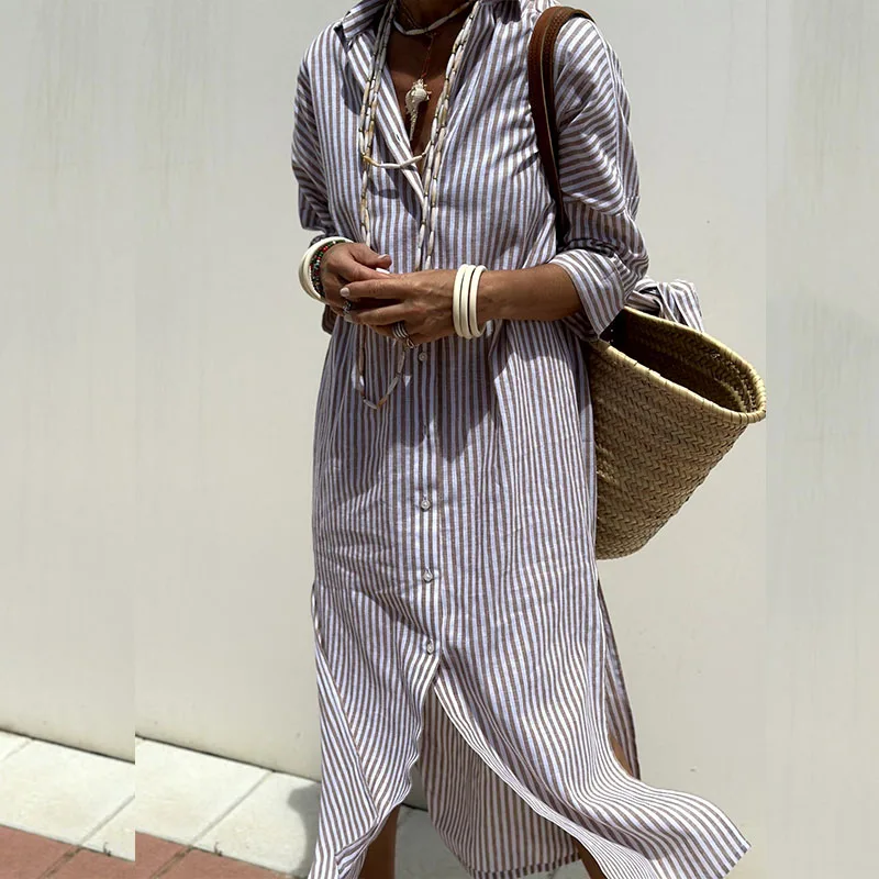 Bellara – Sophisticated Striped Comfort Midi Dress