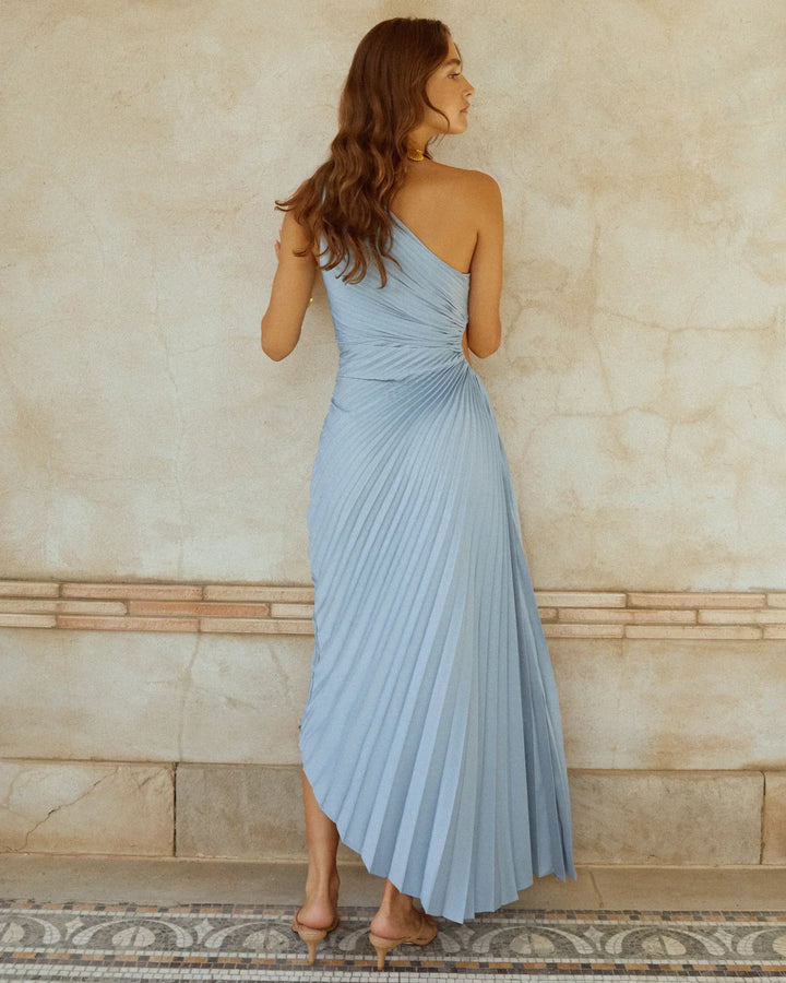 Delfina™ - Satin One-Shoulder Pleated Dress