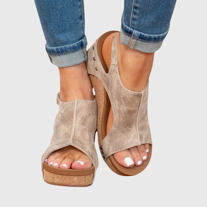 Adela | Women's Orthopedic Wedge Sandals with Adjustable Buckle and Cushioned Insole