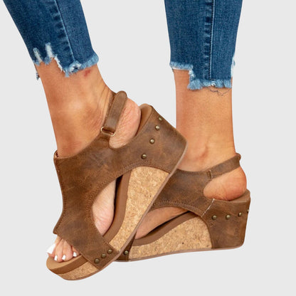 Adela | Women's Orthopedic Wedge Sandals with Adjustable Buckle and Cushioned Insole