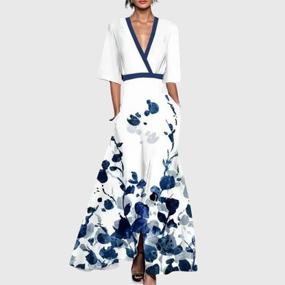 Candice | Women's Elegant Floral Dress with Waist Belt and Flared Skirt