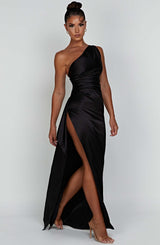 Saoirse | One-Shoulder Satin Long Bodycon Dress