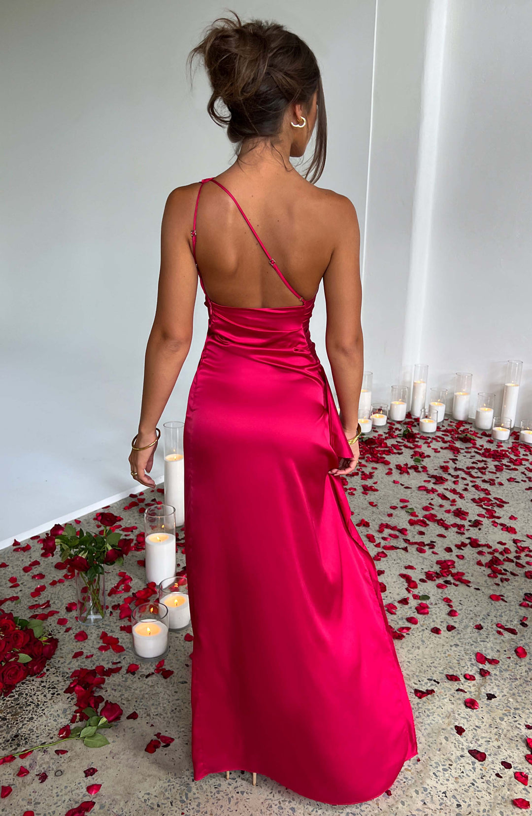 Saoirse | One-Shoulder Satin Long Bodycon Dress