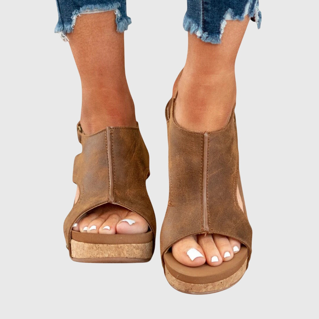 Adela | Women's Orthopedic Wedge Sandals with Adjustable Buckle and Cushioned Insole