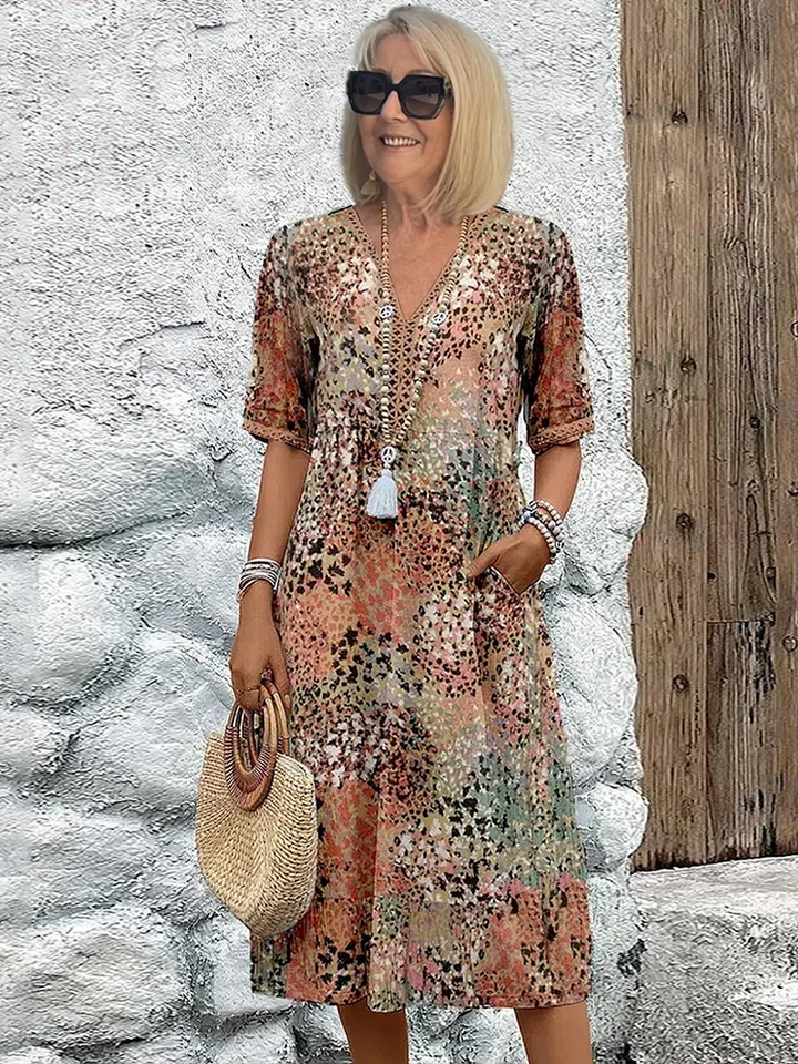 Danielle – Women's Vibrant Midi Dress with Pockets