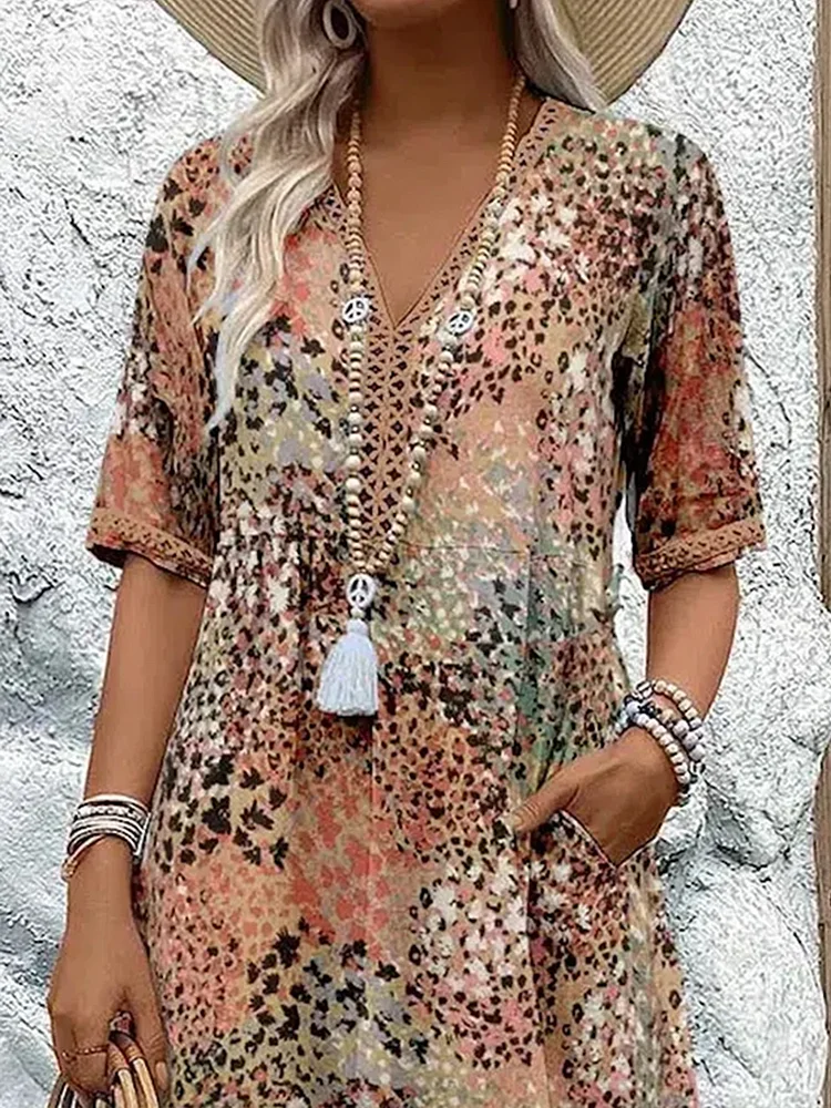 Danielle – Women's Vibrant Midi Dress with Pockets