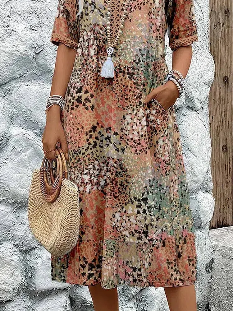 Danielle – Women's Vibrant Midi Dress with Pockets