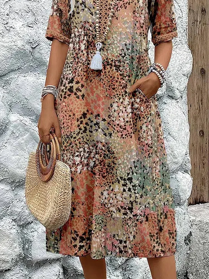 Danielle – Women's Vibrant Midi Dress with Pockets