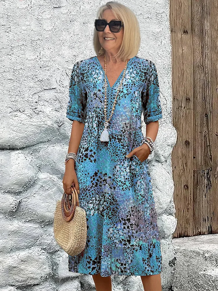 Marra – Vibrant Midi Dress with Pockets