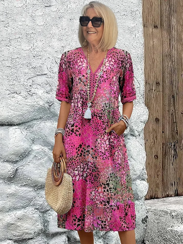 Marra – Vibrant Midi Dress with Pockets