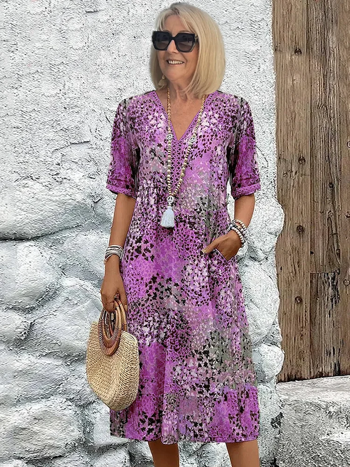 Danielle – Women's Vibrant Midi Dress with Pockets