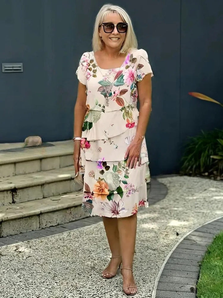 Jasara – Boho Floral Maxi Dress with Cascade Detail